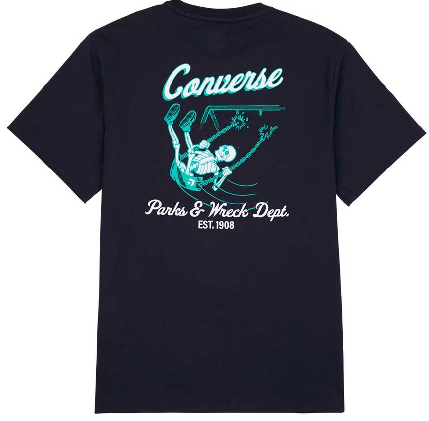 T-shirt Uomo Converse Swinging Skeleton - Nero