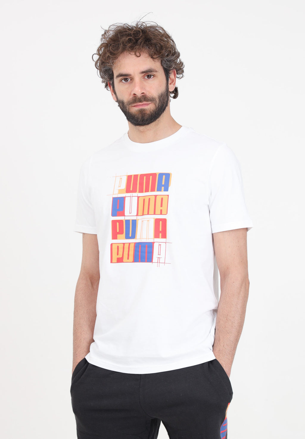 T-shirt Uomo Puma Ess+ logo lab - Bianco
