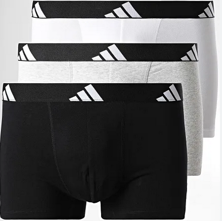 Tre Boxer Uomo Adidas Active Flex Cotton - Nero/Grigio/Bianco