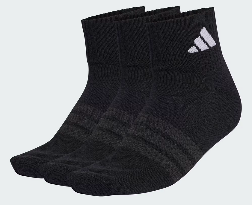 Tre Paia di Calze Adidas 3-Stripes Cushioned alla Caviglia - Nero