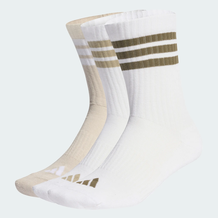 Tre Paia di Calze Adidas 3-Stripes Cushioned Sportswear Crew - Bianco/Beige