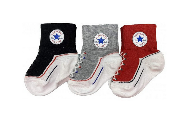 Tre Paia di Calze Converse - Nero/Grigio/Rosso