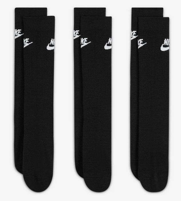 Tre Paia di Calze Nike Sportwear Everyday Essential - Nero