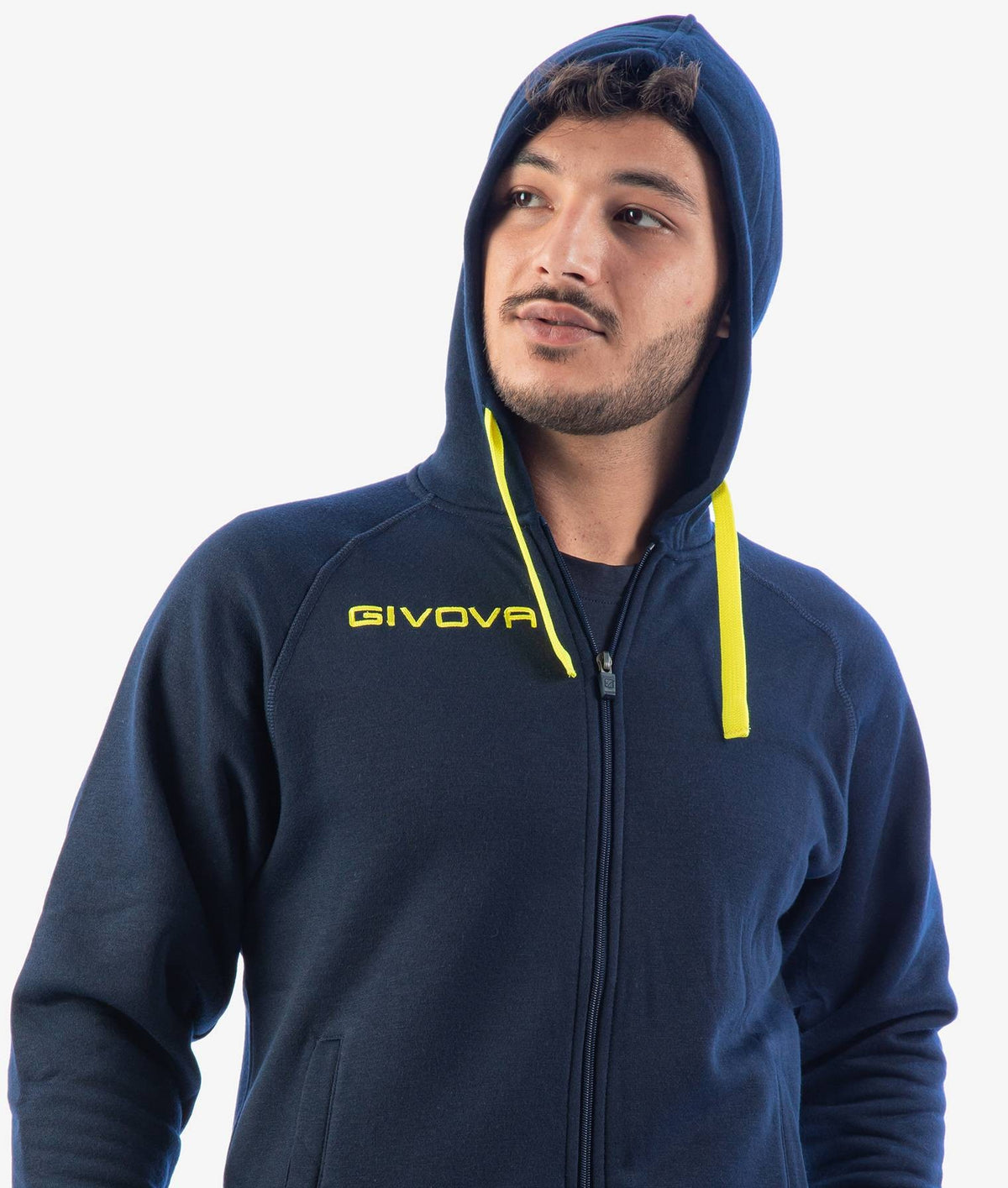 Tuta Uomo Givova King Felpata Blu Giallo Fluo