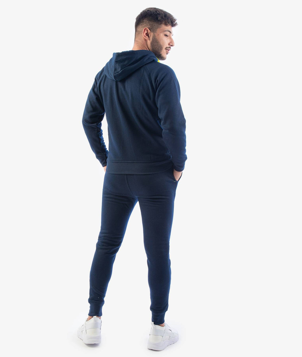 Tuta Uomo Givova King Felpata Blu Giallo Fluo