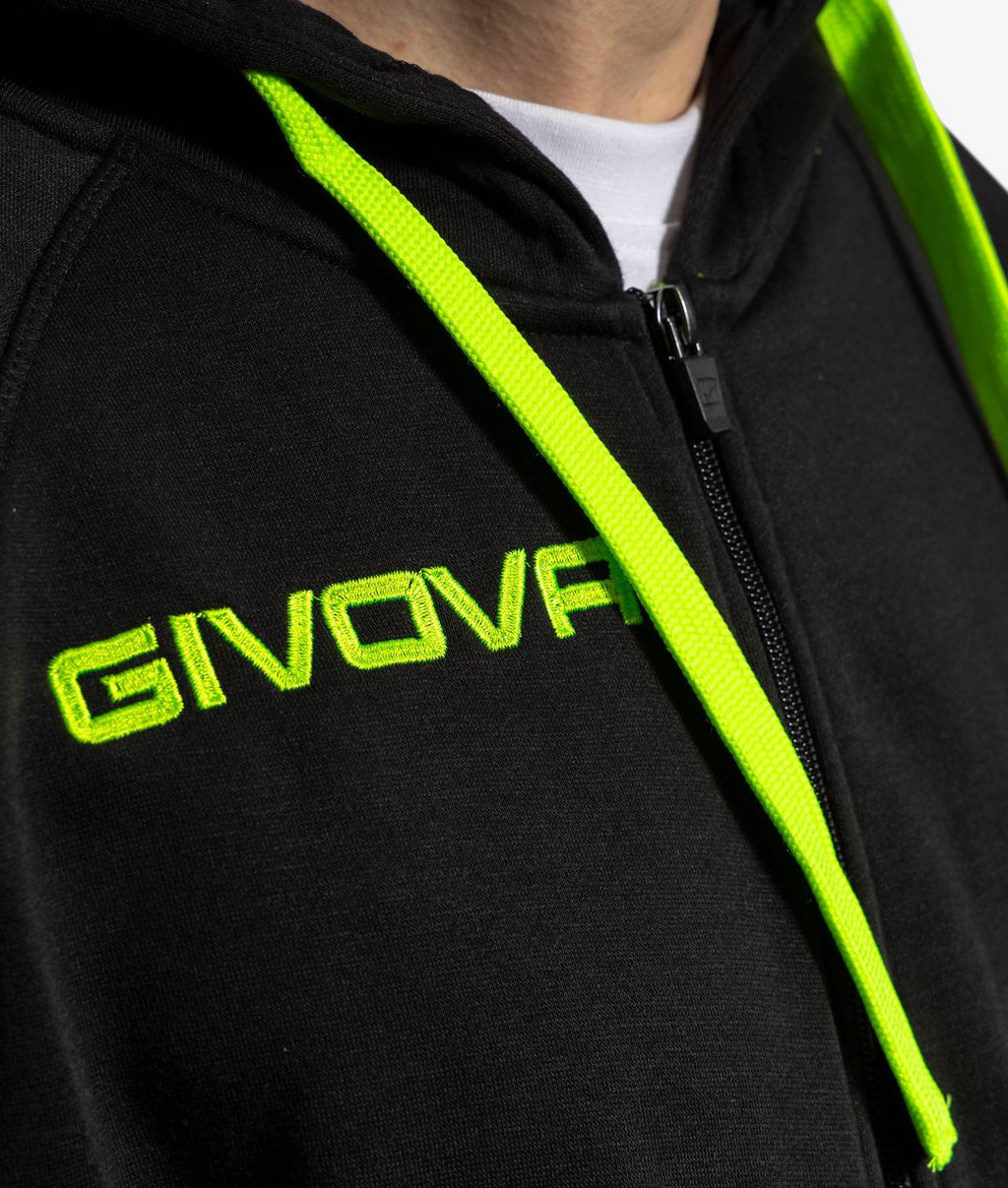 Tuta Uomo Givova King Felpa Nero Verde Fluo