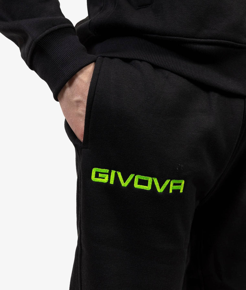 Tuta Uomo Givova King Felpa Nero Verde Fluo
