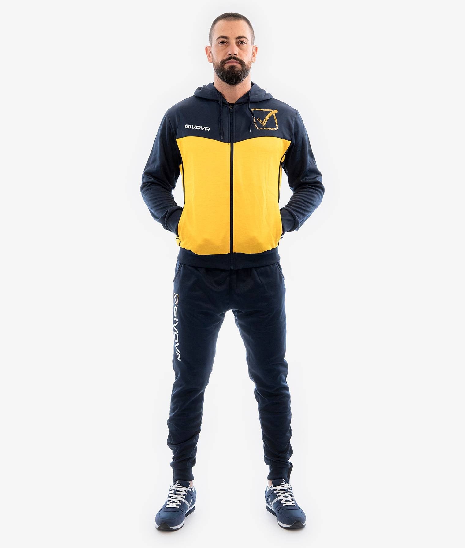 TUTA UOMO GIVOVA MODELLO VISA MELANGE POLARFLEECE BLU / GIALLO