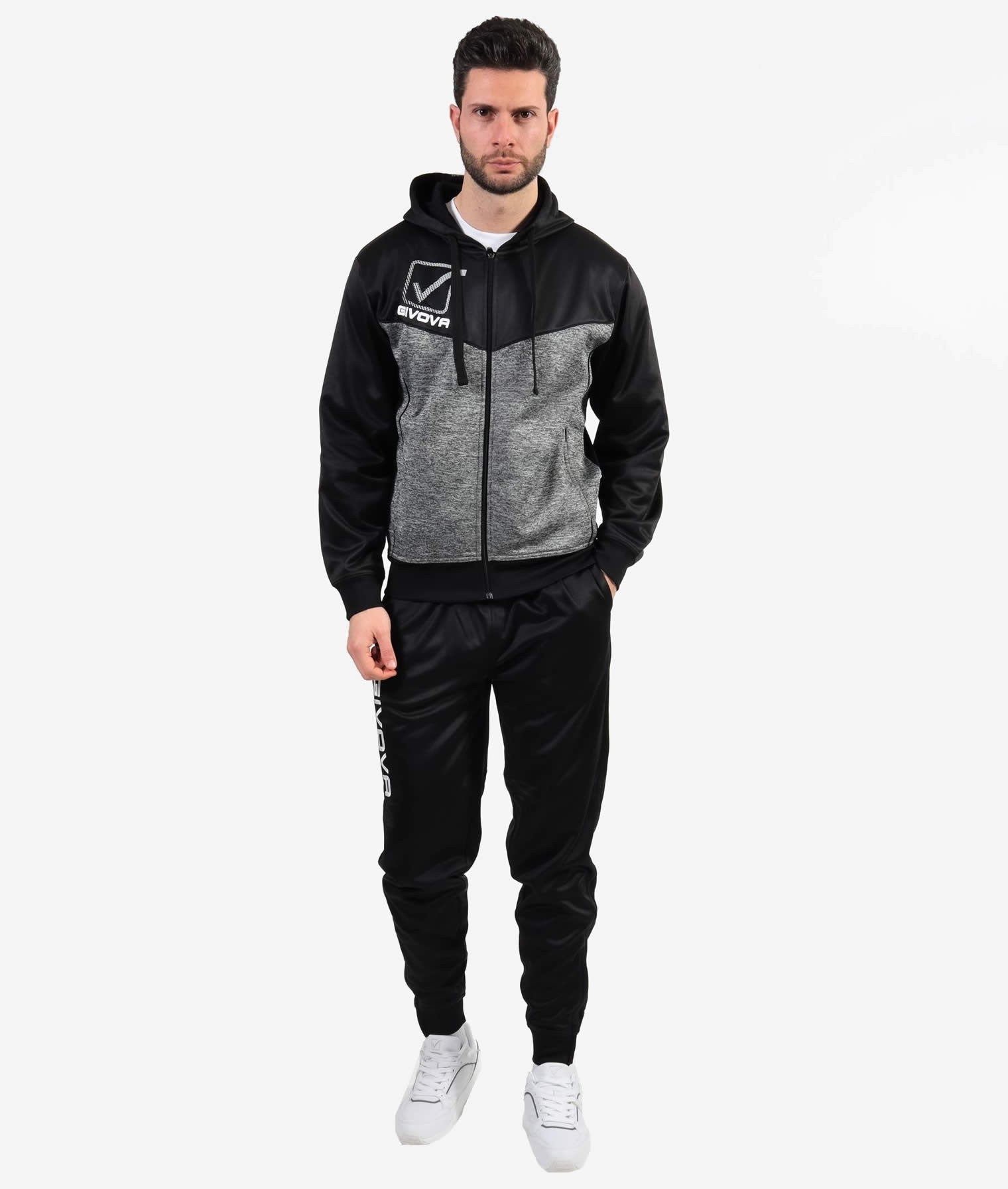 TUTA UOMO GIVOVA MODELLO VISA MELANGE POLARFLEECE NERO / GRIGIO